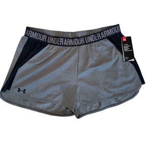 Under Armour HeatGear Womens Loose Fit Training Running Shorts Gray Black XL NWT